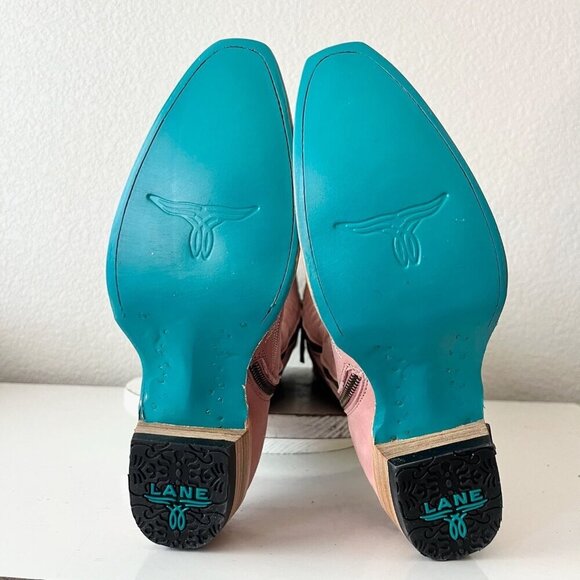 Lane LEXINGTON Over the Knee Womens Cowboy Boots 7 Pink Western Cowgirl Lace up - Picture 12 of 15